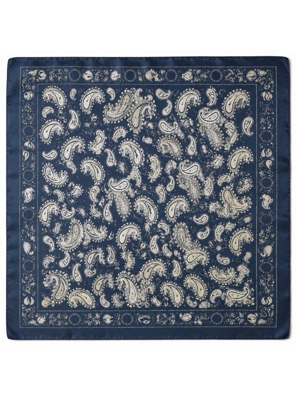 Navy Satin Paisley Scarf Women Square 27x27